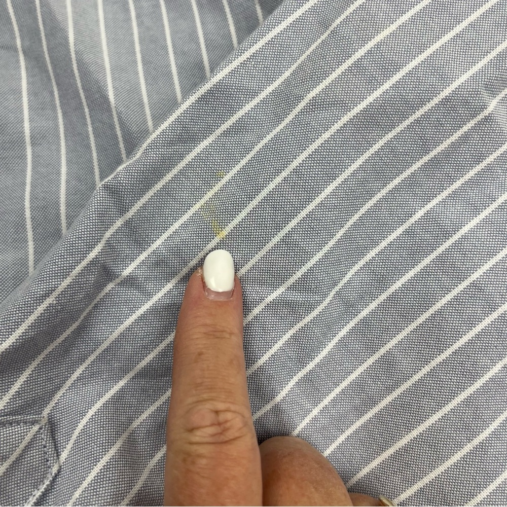Charles Tyrwhitt Grey Gray‎ White Striped  Button Front Shirt Classic XL *FLAWED - Picture 9 of 15